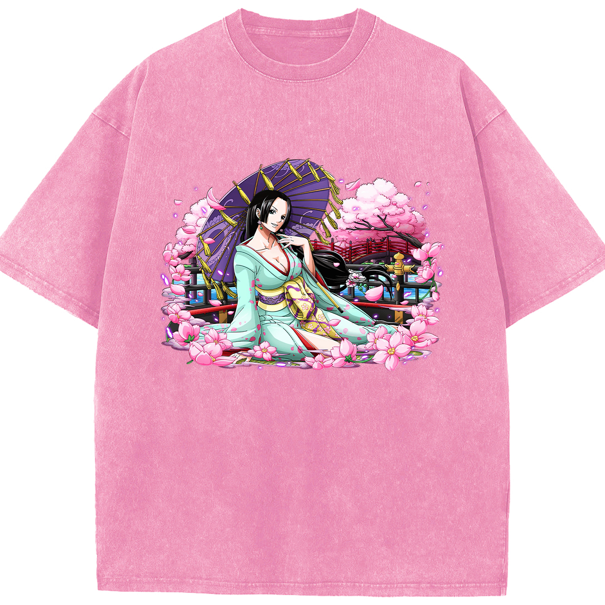 ワンピース ボア・ハンコック ONE PIECE Boa·Hancock 綿100% ヴィンテージ風 半袖Tシャツ（フロントプリント）